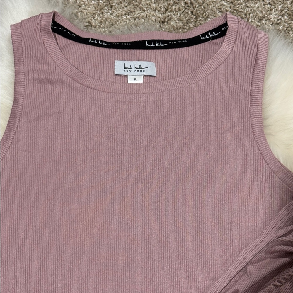 Nicole Miller Pajama Ribbed Tank & Short Sleep Set Dusty Rose Size S - Picture 2 of 7